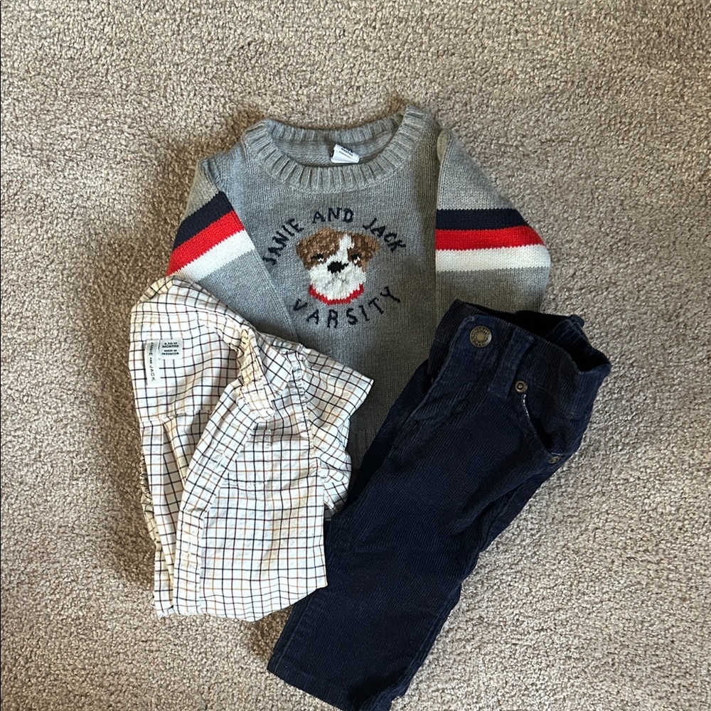 Baby Boy Janie and Jack Sweater, Shirt, Pants Set